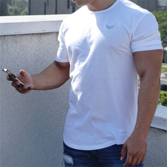 2019 Summer new Men gyms Fitness t shirt Bodybuilding Shirts Fashion Casual Male Short sleeve cotton Tees Tops clothing