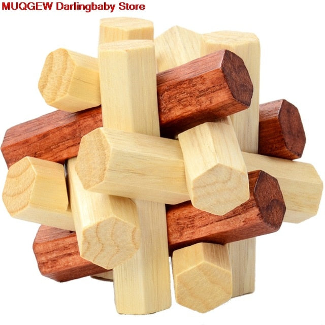 Hot Sale Wooden Intelligence Toy Chinese Brain Teaser Game 3D IQ Puzzle For Kids Adults Understanding Thinking Practical Ability