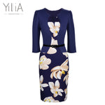 Load image into Gallery viewer, Yilia New Women One Piece Patchwork Floral Print Elegant Business Party Formal Office Plus Size Bodycon Pencil Casual Work Dress
