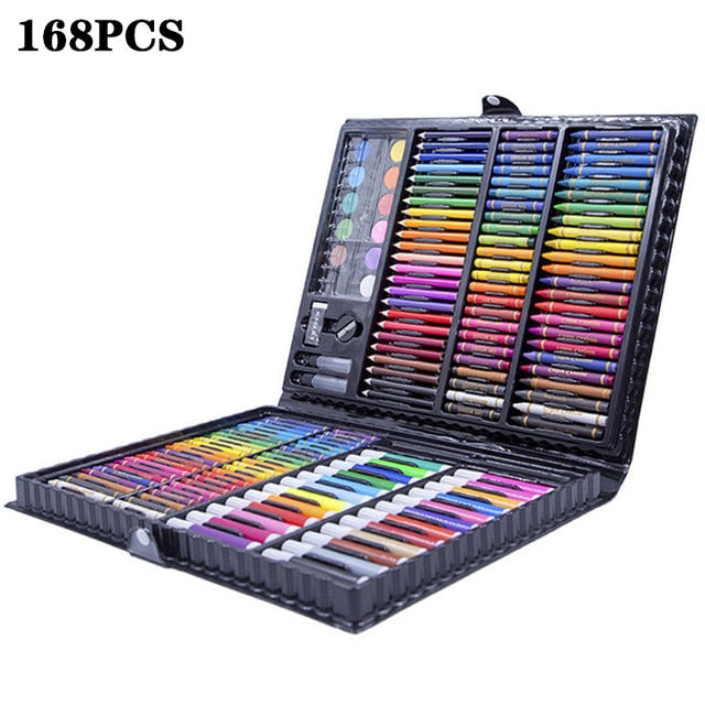 208 PCS Kid Draw Set Colored Pencil Crayon Watercolors Pens With Drawing Board Drawing Set Toy School Supplies Kid Gifts|Drawing Toys|