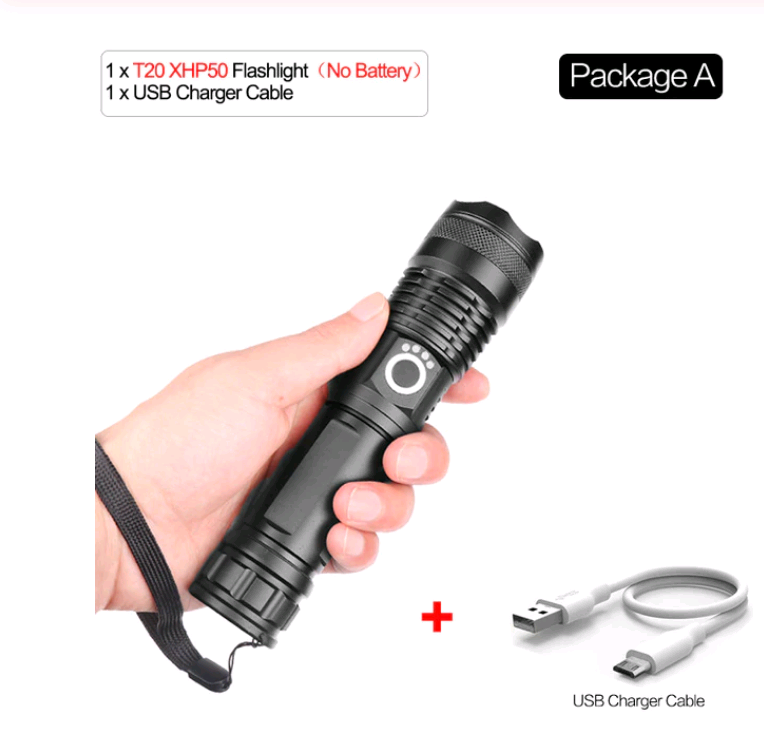 LED Flashlight Zoom Torch