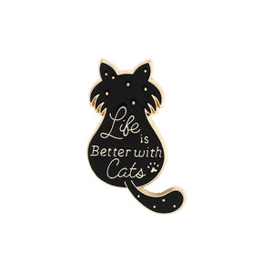 Life Is Better With Cats Enamel Pin Custom Cat Fish Coffee Brooches Shirt Lapel Bag Cute Animal Badge Jewelry Gift For Kids - Brooches