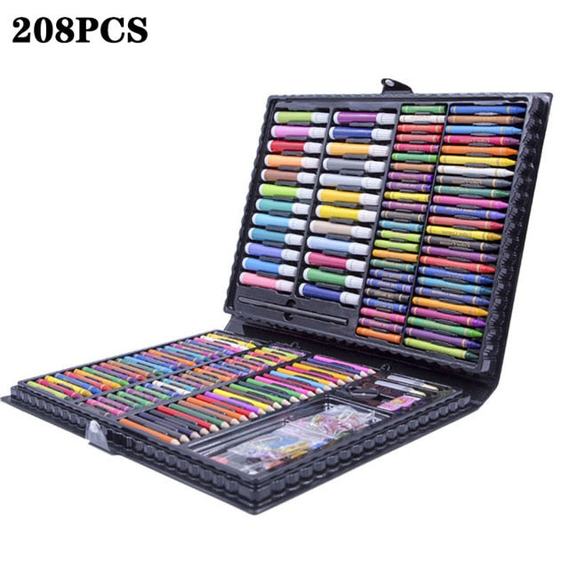 208 PCS Kid Draw Set Colored Pencil Crayon Watercolors Pens With Drawing Board Drawing Set Toy School Supplies Kid Gifts|Drawing Toys|