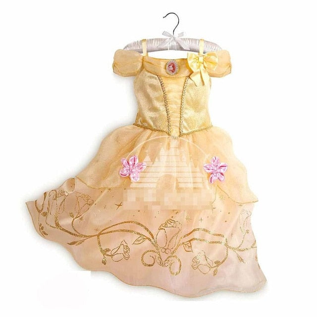 Fancy Baby Girl Princess Clothes Kid Jasmine Rapunzel Aurora Belle Ariel Cosplay Costume Child Elsa Anna Elena Sofia Party Dress