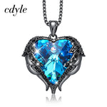 Load image into Gallery viewer, Cdyle Fashion Women Copper Material Necklace with Colorful Crystal Angel Wings Heart Pendant Necklace Birthday Party Gift
