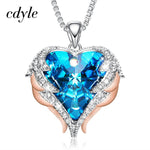 Load image into Gallery viewer, Cdyle Fashion Women Copper Material Necklace with Colorful Crystal Angel Wings Heart Pendant Necklace Birthday Party Gift
