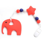 Load image into Gallery viewer, Silicone Elephant Pacifier BPA Free Baby Teether Hand made Funny Colorful Bead Clip Holder Pacifier Clips Soother Chain For Baby
