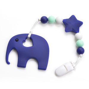 Silicone Elephant Pacifier BPA Free Baby Teether Hand made Funny Colorful Bead Clip Holder Pacifier Clips Soother Chain For Baby