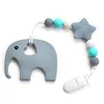 Load image into Gallery viewer, Silicone Elephant Pacifier BPA Free Baby Teether Hand made Funny Colorful Bead Clip Holder Pacifier Clips Soother Chain For Baby
