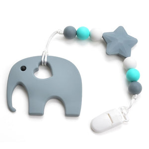 Silicone Elephant Pacifier BPA Free Baby Teether Hand made Funny Colorful Bead Clip Holder Pacifier Clips Soother Chain For Baby