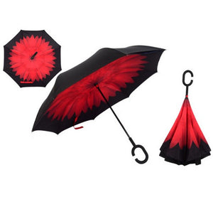 Windproof Reverse Folding Double Layer inverted car Umbrella Self Stand upside down women's rain umbrella c handle drop shipping