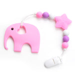 Load image into Gallery viewer, Silicone Elephant Pacifier BPA Free Baby Teether Hand made Funny Colorful Bead Clip Holder Pacifier Clips Soother Chain For Baby
