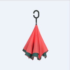 Windproof Reverse Folding Double Layer inverted car Umbrella Self Stand upside down women's rain umbrella c handle drop shipping