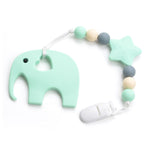 Load image into Gallery viewer, Silicone Elephant Pacifier BPA Free Baby Teether Hand made Funny Colorful Bead Clip Holder Pacifier Clips Soother Chain For Baby
