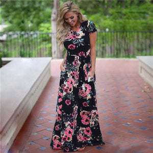 2018 Summer Long Dress Floral Print Boho Beach Dress Tunic Maxi Dress Women Evening Party Dress Sundress Vestidos de festa XXXL