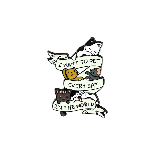 Life Is Better With Cats Enamel Pin Custom Cat Fish Coffee Brooches Shirt Lapel Bag Cute Animal Badge Jewelry Gift For Kids - Brooches