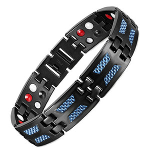 RainSo Male Titanium Bracelets Bangles 4 Health Elements Germanium Magnetic Bracelets Fashion Jewelry Charm Wrist for Arthritis