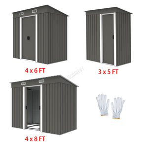 BIRCHTREE New Garden Shed Metal Pent Roof Outdoor Storage With Free Foundation