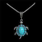 Load image into Gallery viewer, Free Shipping 1PC Women Jewelry Turquoise Rhinestone Turtle Tortoise Shaped Pendants Retro Necklaces Sweater chain
