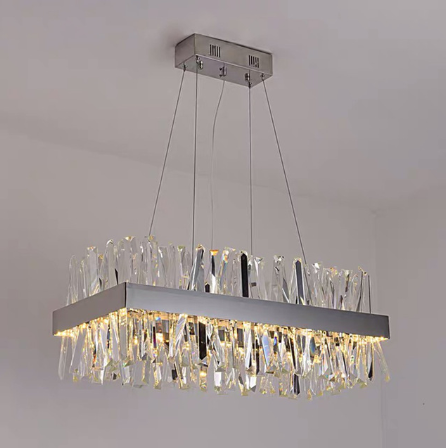 Modern Crystal Chandelier For Kitchen Island Rectangle Chrome/gold Dining Room Hanging Lamp Luxury Design Led Cristal Lustre - Chandeliers