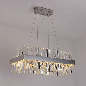 Modern Crystal Chandelier For Kitchen Island Rectangle Chrome/gold Dining Room Hanging Lamp Luxury Design Led Cristal Lustre - Chandeliers