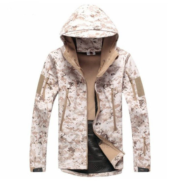 TACVASEN Army Camouflage Men Jacket Coat Military Tactical Jacket Winter Waterproof Soft Shell Jackets Windbreaker Hunt Clothes