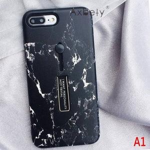 AXBETY For iPhone 7 7 Plus / 8 Plus X / XS MAX/XR Fashion Marble silicon Loop Ring Phone Cases For iPhone 7 Case Stand Cover 6S