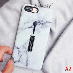 AXBETY For iPhone 7 7 Plus / 8 Plus X / XS MAX/XR Fashion Marble silicon Loop Ring Phone Cases For iPhone 7 Case Stand Cover 6S