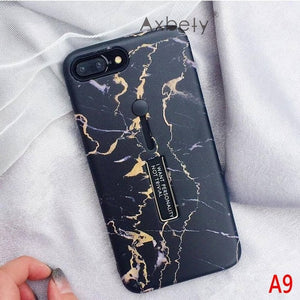 AXBETY For iPhone 7 7 Plus / 8 Plus X / XS MAX/XR Fashion Marble silicon Loop Ring Phone Cases For iPhone 7 Case Stand Cover 6S