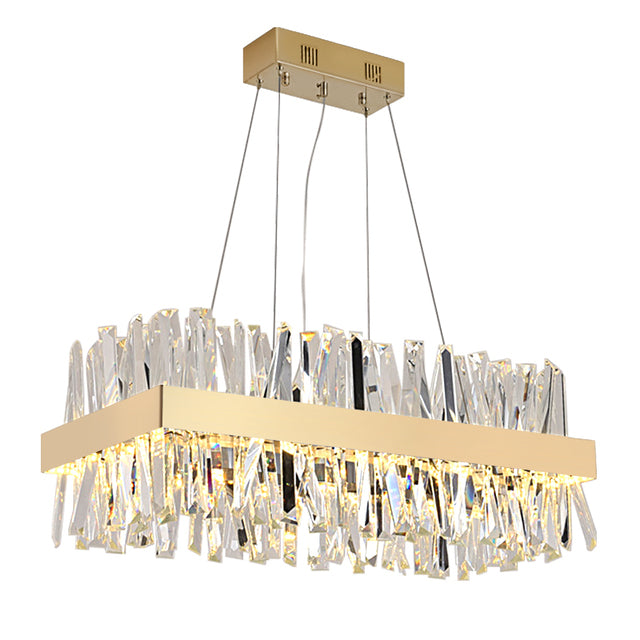 Modern Crystal Chandelier For Kitchen Island Rectangle Chrome/gold Dining Room Hanging Lamp Luxury Design Led Cristal Lustre - Chandeliers