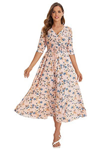 Milumia Women's Button Up Split Floral Print Flowy Party Maxi Dress