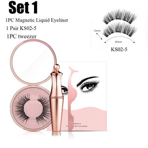 1SET Magnetic liquid Eyeliner with Five False Eyelashes Handmade Lashes Waterproof Eye Liner Women Eye Makeup Stylish Tools