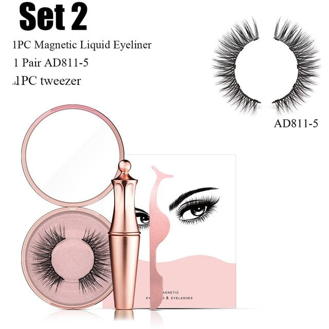 1SET Magnetic liquid Eyeliner with Five False Eyelashes Handmade Lashes Waterproof Eye Liner Women Eye Makeup Stylish Tools