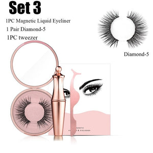 1SET Magnetic liquid Eyeliner with Five False Eyelashes Handmade Lashes Waterproof Eye Liner Women Eye Makeup Stylish Tools