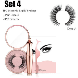 1SET Magnetic liquid Eyeliner with Five False Eyelashes Handmade Lashes Waterproof Eye Liner Women Eye Makeup Stylish Tools