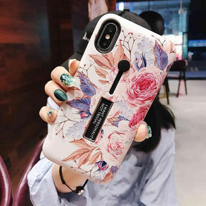 AXBETY For iPhone 7 7 Plus / 8 Plus X / XS MAX/XR Fashion Marble silicon Loop Ring Phone Cases For iPhone 7 Case Stand Cover 6S