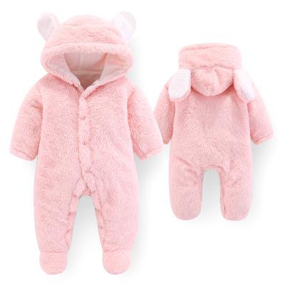 2019 Newborn Baby Winter Hoodie Clothes Polyester Infant Baby Girls Pink Climbing New Spring Outwear Rompers 3m 12m Boy Jumpsuit