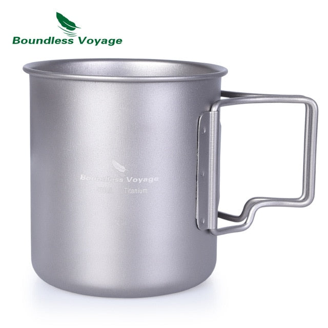 Boundess Voyage Titanium Cup Camping Hanging Pot with Folding Handle and Lid Outdoor Pot Picnic Cookware Tea Coffee Water Mug|Outdoor Tablewares|