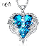 Load image into Gallery viewer, Cdyle Fashion Women Copper Material Necklace with Colorful Crystal Angel Wings Heart Pendant Necklace Birthday Party Gift
