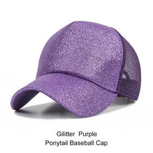 URDIAMOND 2019 Ponytail Baseball Cap Women Messy Bun Snapback Summer Mesh Hats Casual Sport Sequin Caps Drop Shipping Hat Cap