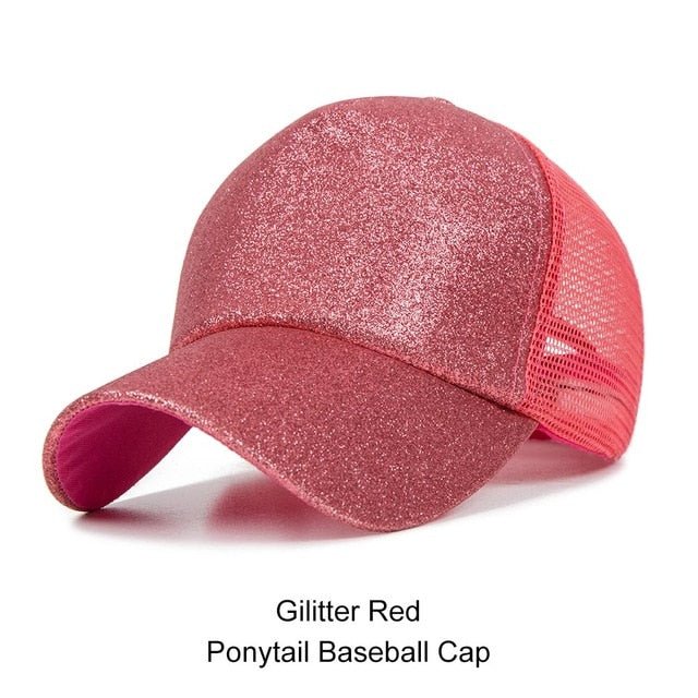 URDIAMOND 2019 Ponytail Baseball Cap Women Messy Bun Snapback Summer Mesh Hats Casual Sport Sequin Caps Drop Shipping Hat Cap