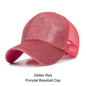 URDIAMOND 2019 Ponytail Baseball Cap Women Messy Bun Snapback Summer Mesh Hats Casual Sport Sequin Caps Drop Shipping Hat Cap