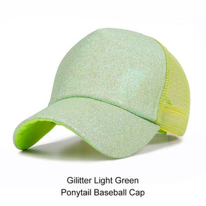 URDIAMOND 2019 Ponytail Baseball Cap Women Messy Bun Snapback Summer Mesh Hats Casual Sport Sequin Caps Drop Shipping Hat Cap