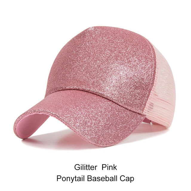 URDIAMOND 2019 Ponytail Baseball Cap Women Messy Bun Snapback Summer Mesh Hats Casual Sport Sequin Caps Drop Shipping Hat Cap