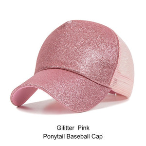 URDIAMOND 2019 Ponytail Baseball Cap Women Messy Bun Snapback Summer Mesh Hats Casual Sport Sequin Caps Drop Shipping Hat Cap