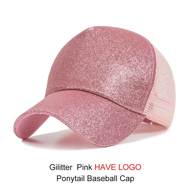 URDIAMOND 2019 Ponytail Baseball Cap Women Messy Bun Snapback Summer Mesh Hats Casual Sport Sequin Caps Drop Shipping Hat Cap