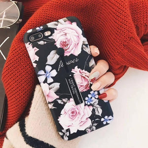 AXBETY For iPhone 7 7 Plus / 8 Plus X / XS MAX/XR Fashion Marble silicon Loop Ring Phone Cases For iPhone 7 Case Stand Cover 6S