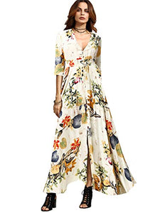 Milumia Women's Button Up Split Floral Print Flowy Party Maxi Dress