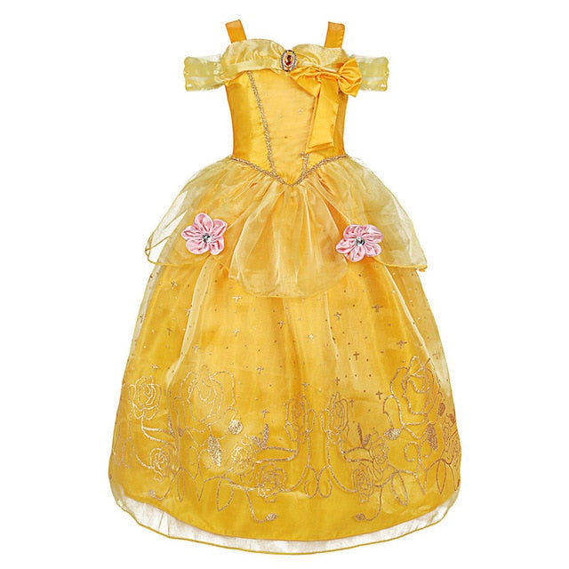 Fancy Baby Girl Princess Clothes Kid Jasmine Rapunzel Aurora Belle Ariel Cosplay Costume Child Elsa Anna Elena Sofia Party Dress