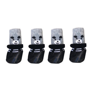 4pcs/set Cute Cotton Dog Shoes Waterproof Non-slip Rubber Cats Dogs Socks For Chihuahua Puppy Cat Rain Snow Boots Pet Products - Dog Shoes